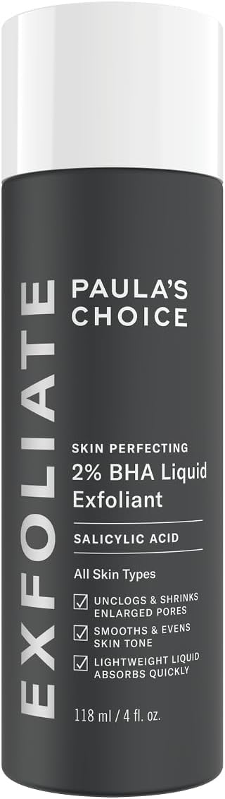 Paula's Choice SKIN PERFECTING 2% BHA Liquid Exfoliant - Face Exfoliating Peel Fights Blackheads & Enlarged Pores - for a Healthy Glow - with Salicylic Acid - Combination & Oily Skin - 118 ml Paula's