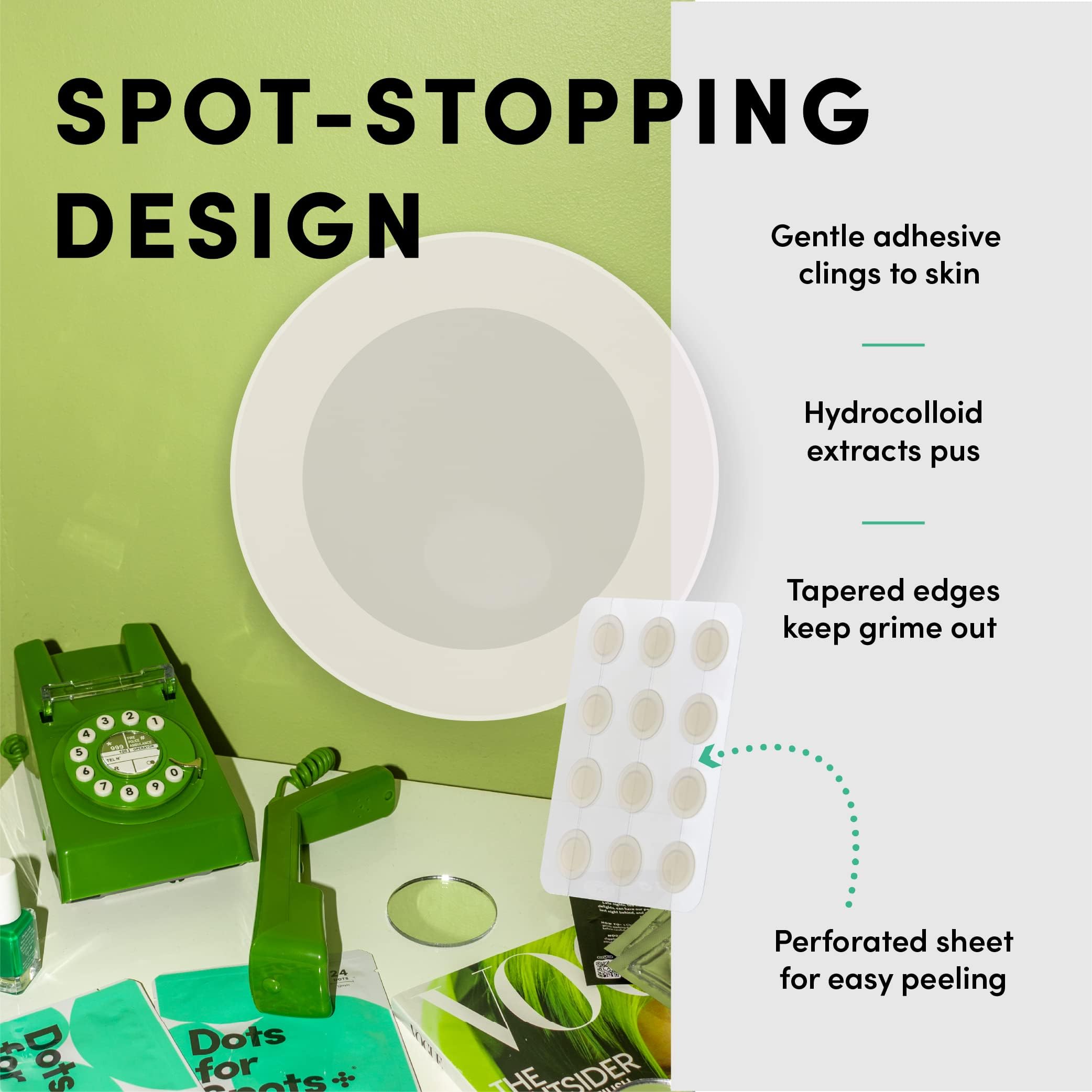 Dots for Spots Acne Patches - Pack of 24 Translucent Hydrocolloid Pimple Patch Spot Treatment Stickers for Face and Body - Fast-Acting, Vegan & Cruelty Free Skin Care Dots for Spots