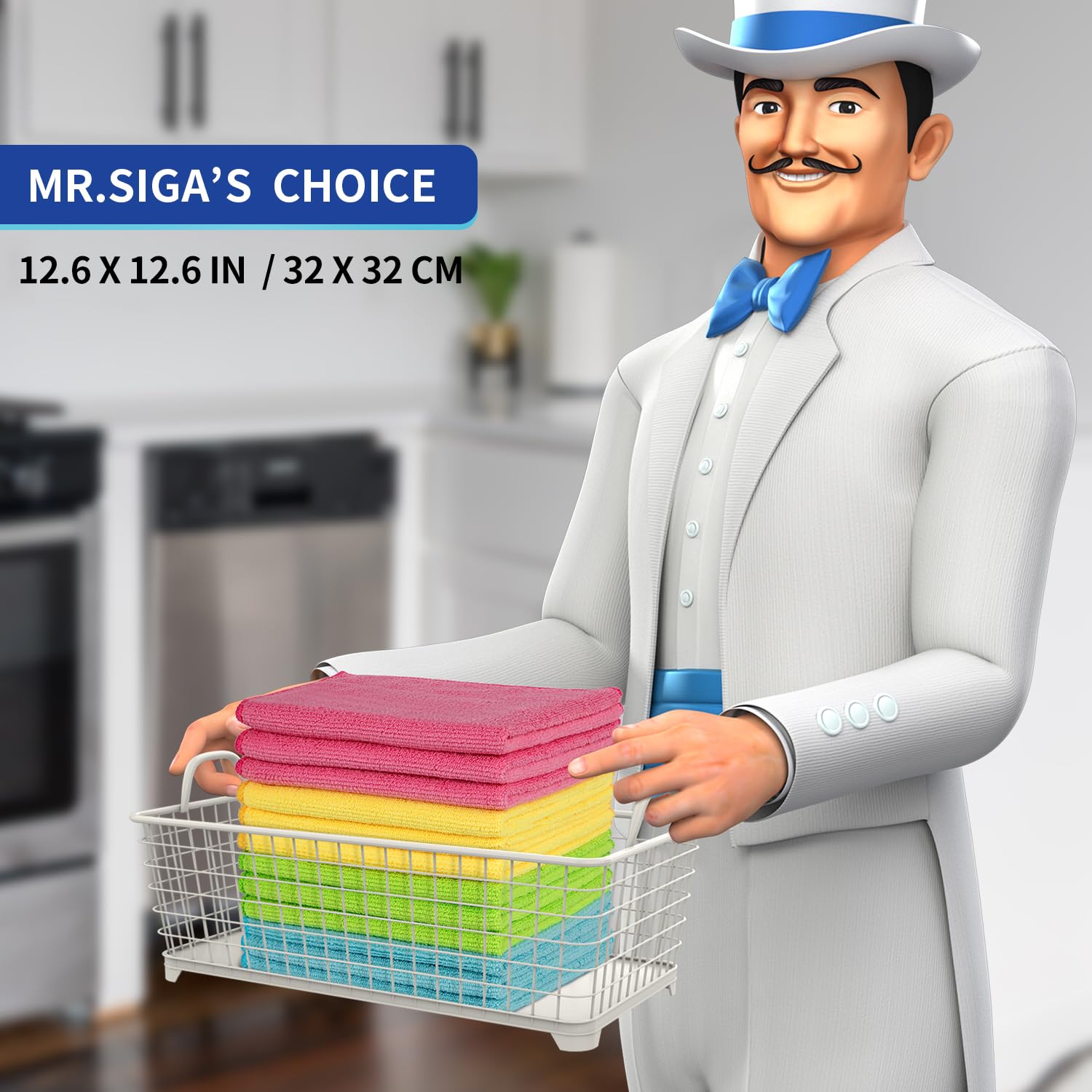 MR.SIGA Microfiber Cleaning Cloth,Pack of 12, Size:32 x 32 cm NORSONS