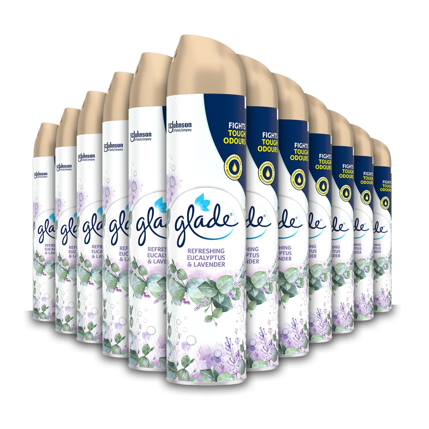 Glade Air Freshener, Aerosol Room Spray, Eucalyptus & Lavender, Pack of 12 (12 x 300ml) glade