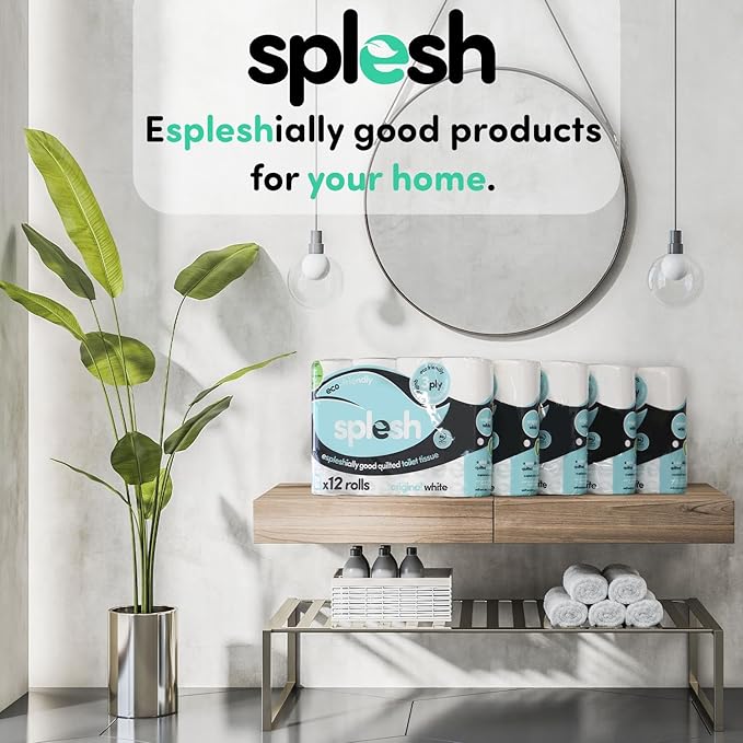 Splesh Toilet Roll, Soft & Quilted Eco-Friendly, White, 60 Rolls