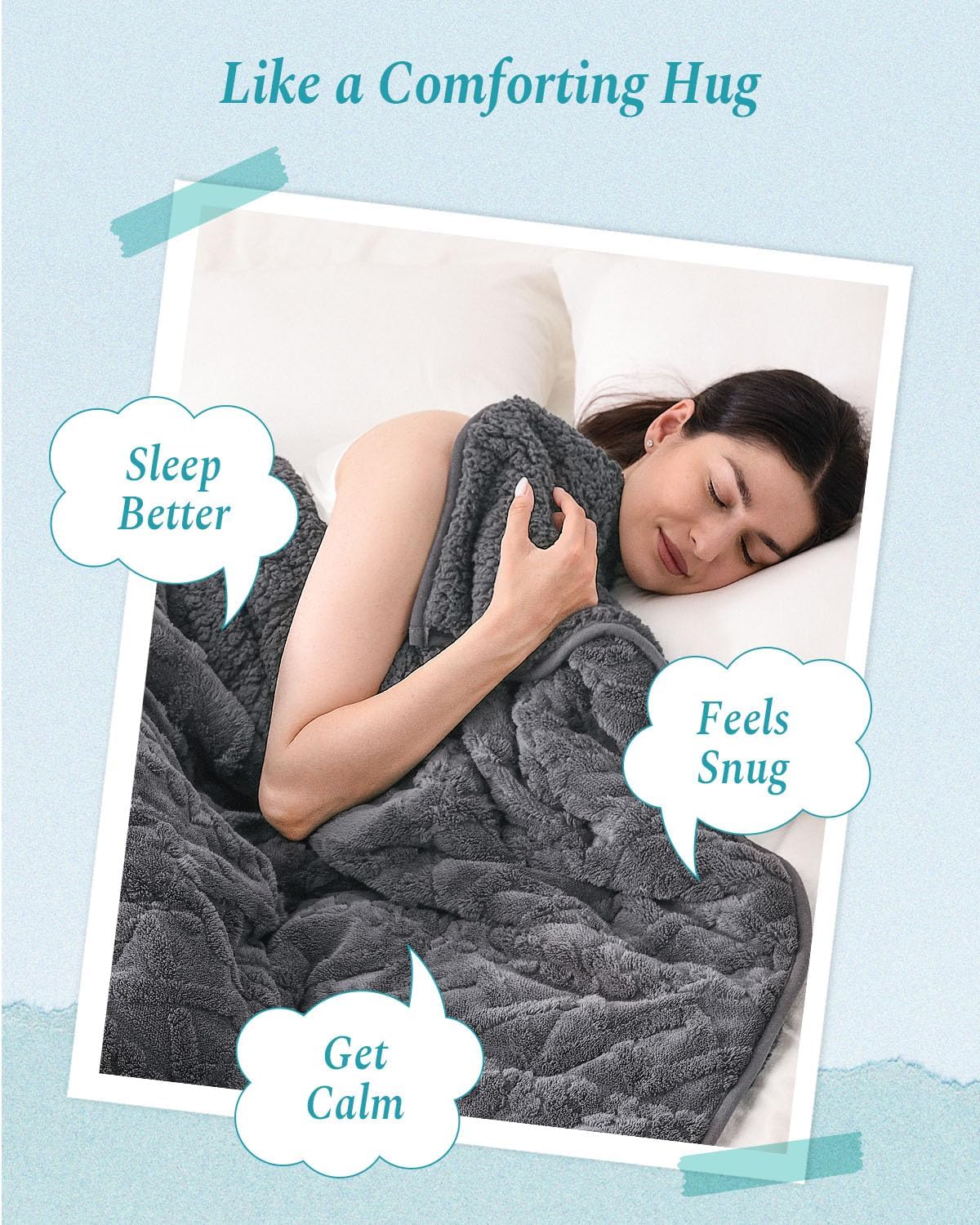 Topblan Weighted Blanket Queen Size 15lbs, Adult Weighted Blankets with Cozy Warm Sherpa for Sleeping and Calming, Jacquard Heavy Blanket for Couch Bed, Grey, 60 x 80 inches