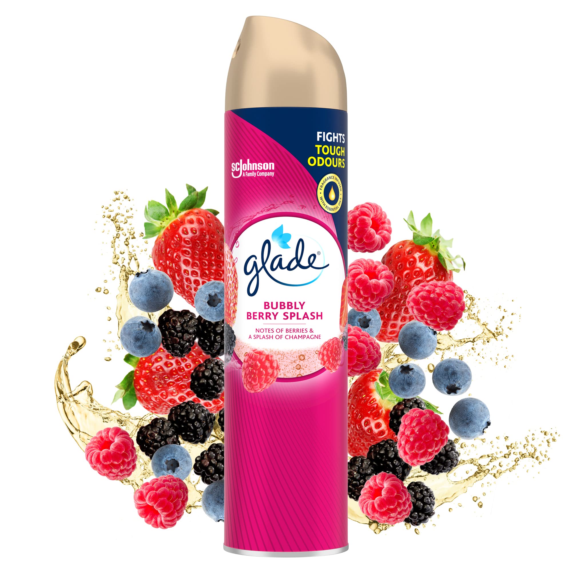 Glade Air Freshener, Aerosol Room Spray, Bubbly Berry Splash, Pack of 12 (12 x 300ml)