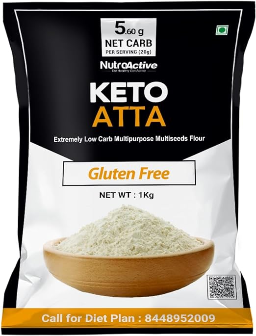 NutroActive Keto Atta Gluten Free Ultra Low Carb Flour - 1kg NutroActive