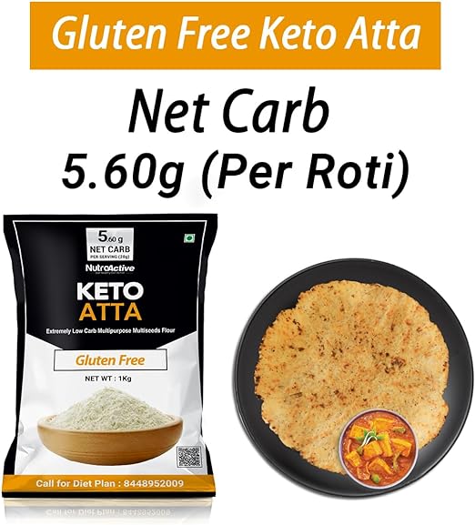 NutroActive Keto Atta Gluten Free Ultra Low Carb Flour - 1kg NutroActive