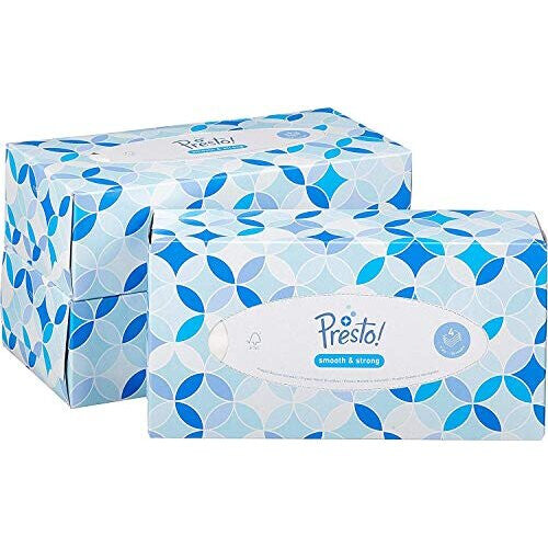 Presto! 4-Ply Facial Tissues, Pack of 12, 100 Sheets per Box Presto!