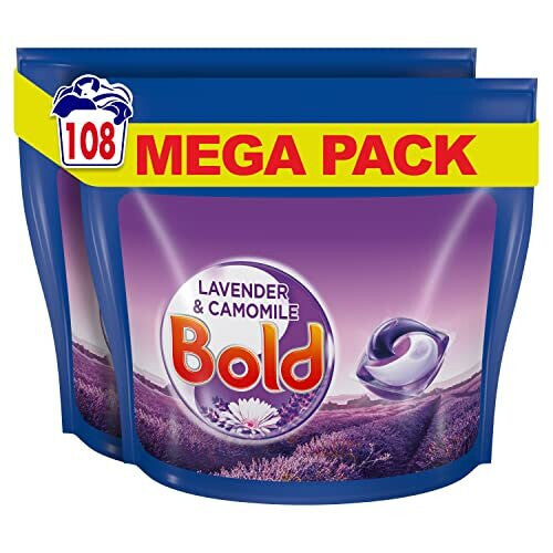 Bold All-in-1 PODS Washing Liquid Laundry Detergent Tablets / Capsules, 108 Washes (54 x 2), Lavender and Camomile Scent, For Brilliant Cleaning With Bold