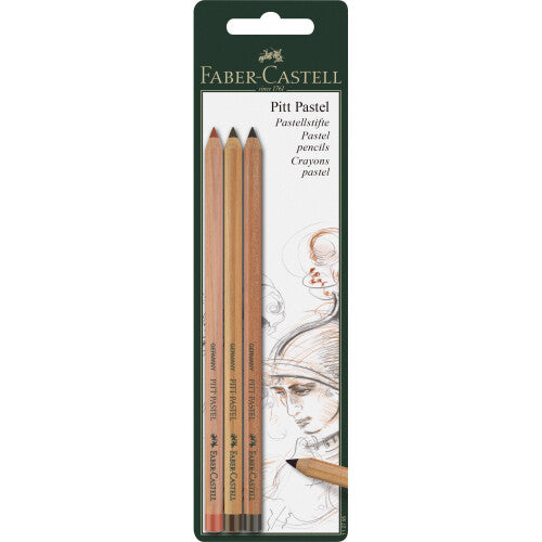 Faber-Castell PITT Pastel Pencils Set of 3 (Sanguine, Light Sepia & Dark Sepia) Faber-Castell