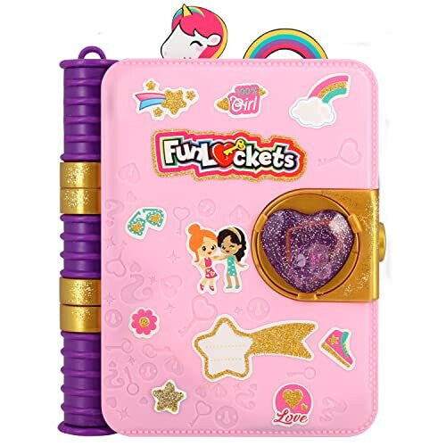 FunLockets Secret Journal NEW Glitter Edition. Secret Lockable Girl?s Diary with Over 30 Surprises. Perfect Toy Craft Gift for Creative Girls 6 Years Funlockets