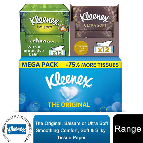 Kleenex Facial Tissues Strong & Soft Mega, 12 Pack Kleenex