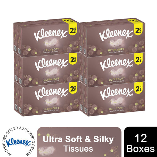 Kleenex Ultra Soft Facial Tissues Ideal for Colds or Allergies- 12 Boxes Kleenex