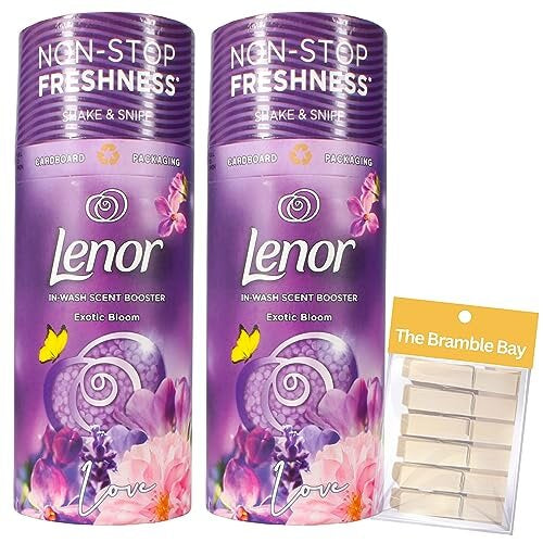 Lenor Scent Booster Beads Exotic Bloom 176g x2, Wooden laundry pegs x6 The Bramble Bay
