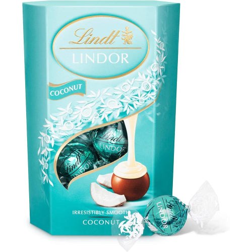 Lindt Lindor Coconut Milk Chocolate Truffles Box Approx 16 balls 200 g Chocolate Truffle Smooth Melting Filling Him Her Easte Birthday Congratulation Lindt