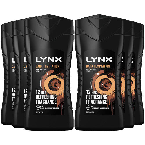 Lynx Dark Temptation 12-H Refreshing Shower Gel Body Wash, 6x 225ml NORSONS