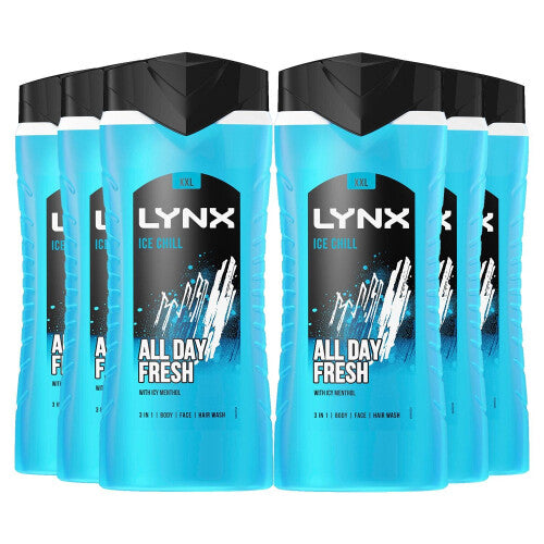 Lynx Ice Chill 12H Refreshing Fragrance Shower Gel Bodywash, 6x 500ml NORSONS