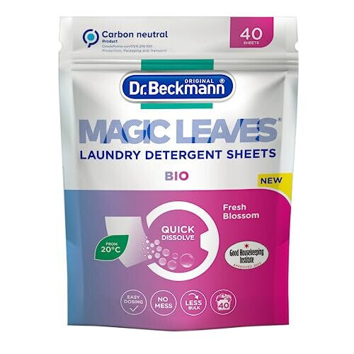 MAGIC LEAVES Laundry Detergent Sheets BIO | Convenient and pre-dosed laundry detergent sheets | Dissolvable & climate neutral | 40 sheets Dr Beckmann