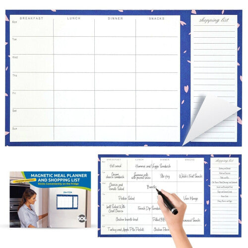 Magnetic Weekly Meal Planner and Shopping List Fridge Note Pad 52 Tear Off Pages SOL