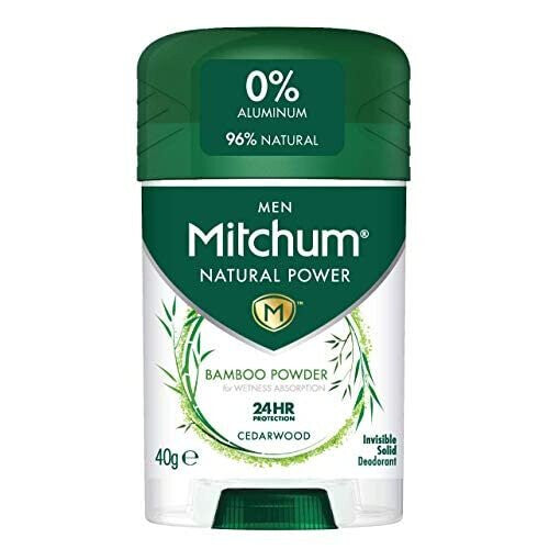 Mitchum Men 24HR Natural Vegan Deodorant Stick with 96% Natural Ingredients (40g) Aluminium Free, Cedarwood Scent, Dermatologist Tested NORSONS