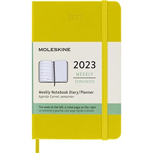Moleskine Weekly Planner 2023, 12-Month Weekly Diary, Weekly Planner and Notebook, Hard Cover, Pocket Size 9 x 14 cm, Colour Hay Yellow Moleskine