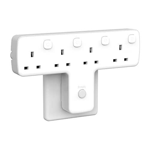 Multi Plug Adaptor, Plug Extension with Independent Switches, 4 Way Plug Adapter UK Built-in Surge Protector, 4 in 1 Wall Socket Plug Extender with Mscien