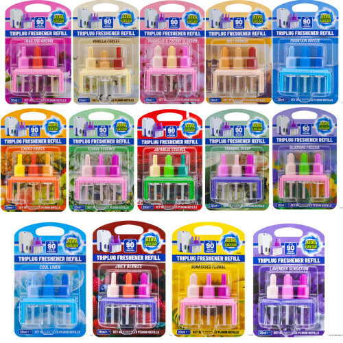 NEW 14 X TRIPLUG AIR FRESHENER REFILL HOME FRAGRANCE 20ML AROMA SCENTS direct2publik