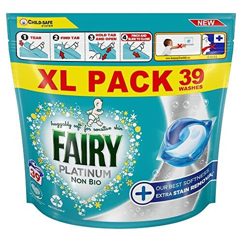 Non Bio Platinum Pods Washing Liquid Capsules 39 Washes Fairy