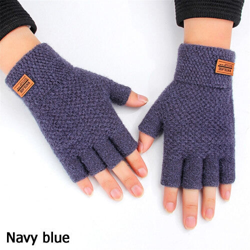Office Writting Elastic Thick Driving Gloves Knitted Fingerless Gloves Half Finger Mittens NORSONS