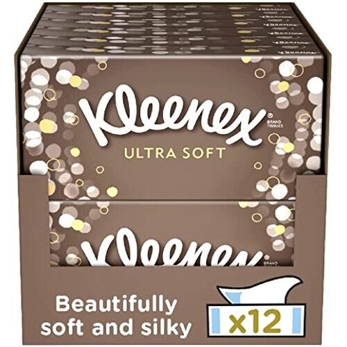 Our Softest Facial Tissue Boxes - Pack of 12 - Supremely Ultra soft and silky tissues designed with luxury in mind Kleenex