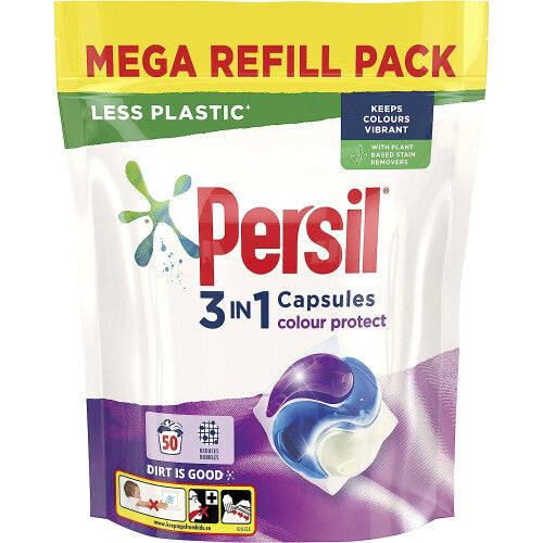 Persil 3 in 1 Colour Protect keeps colours vibrant Laundry Washing Capsules mega refill pack 50 Wash 1.350 kg Persil