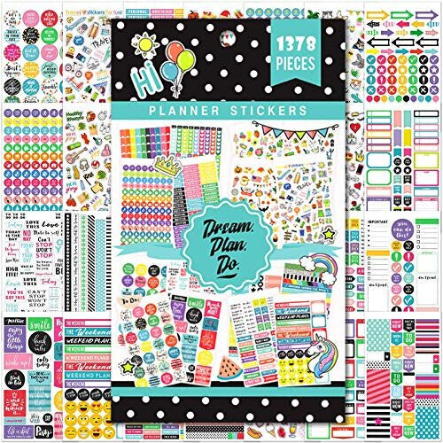 Planner Stickers - 28 Sheets, 1378 Stunning Design Accessories for Journals and Calendars, Essential Planner Accessories - Green NORSONS