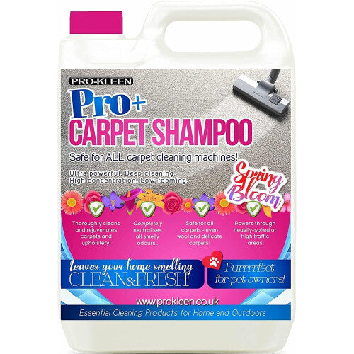 Pro-Kleen Pro+ Carpet Shampoo and Upholstery Cleaning Solution 4 in 1 Concentrate Pet Carpet Cleaner with Odour Removal Suitable for All Machines 5L Pro-Kleen Store