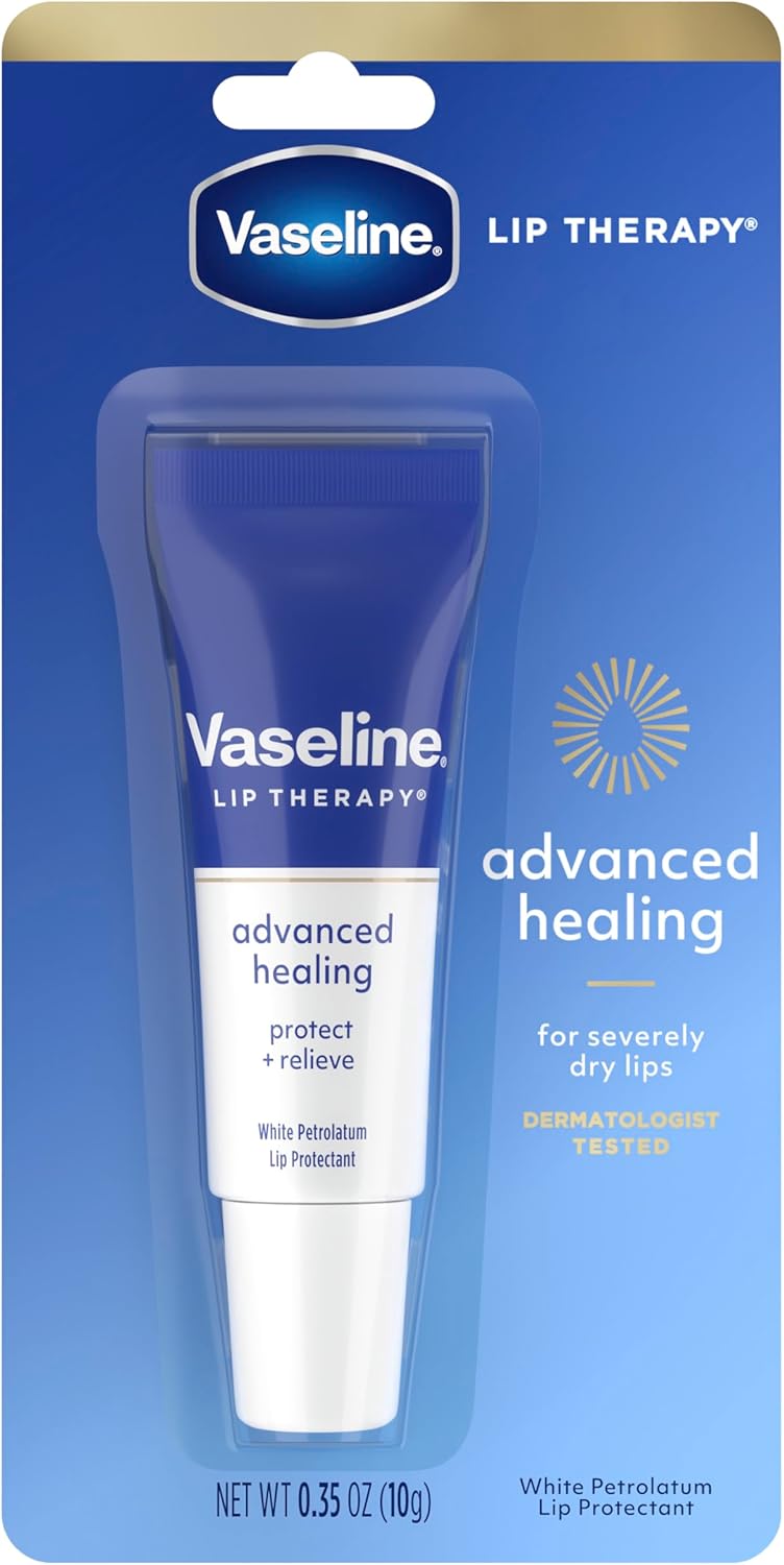 Vaseline Lip Therapy Lip Balm Tube For healthier looking lips Advanced Healing Moisturizer For Dry Lips 0.35 oz