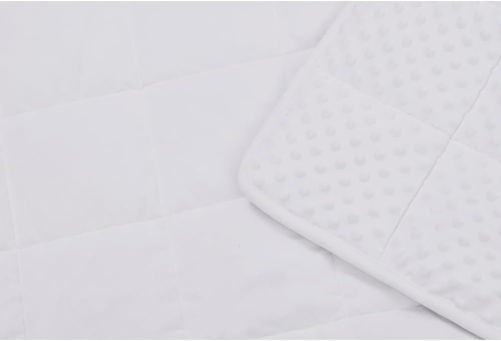 TONGDADA Minky Weighted Blanket | 60''x80'',10lbs | Cozy and Soft Minky Weighted Throw Blanket | Luxury Velvet with Premium Glass Beads | White Minky