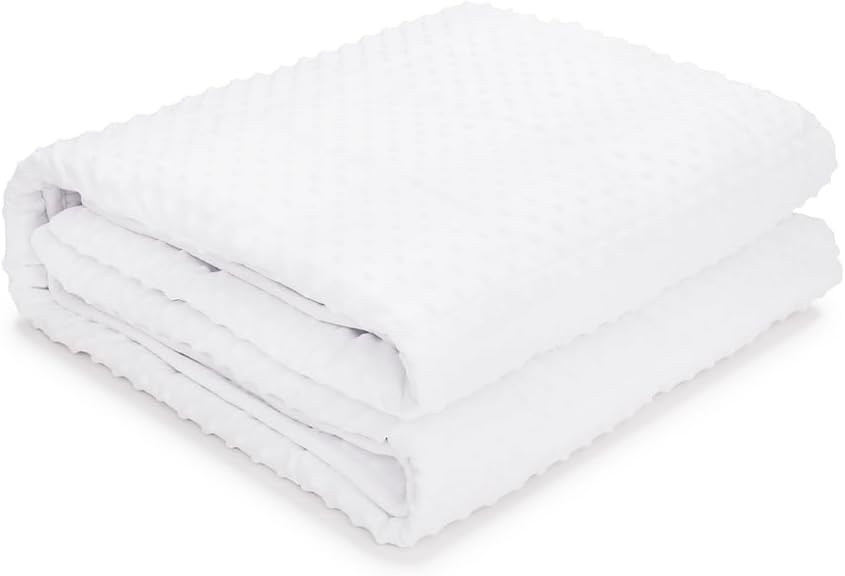 TONGDADA Minky Weighted Blanket | 60''x80'',10lbs | Cozy and Soft Minky Weighted Throw Blanket | Luxury Velvet with Premium Glass Beads | White Minky