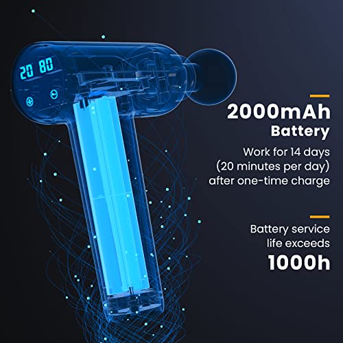 Massage Gun Deep Tissue, Portable Muscle Massage Device with 8 Massage Heads, 2024 Massager 20 Speeds with LCD Touch Screen, Featuring Quiet Glide Technology, Powerful Cordless Percussion NORSONS