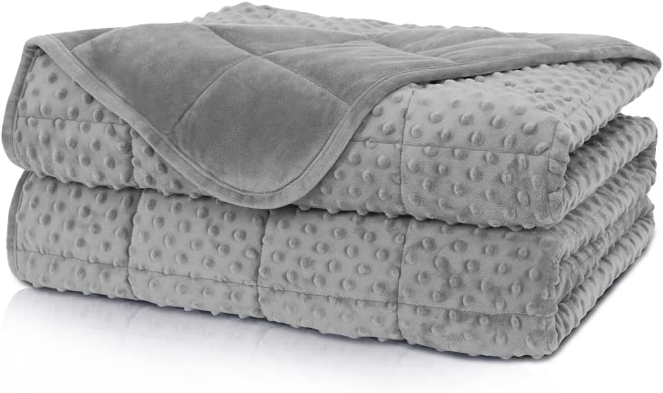 Weighted Blanket Twin 12lbs for Adult(48"×72",Gray) Breathable Soft Minky Weighted Throw Blanket for All Season,Heavy Blanket with Premium Glass Beads