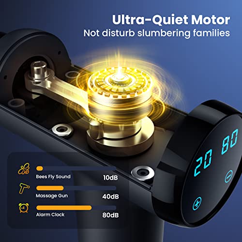 Massage Gun Deep Tissue, Portable Muscle Massage Device with 8 Massage Heads, 2024 Massager 20 Speeds with LCD Touch Screen, Featuring Quiet Glide Technology, Powerful Cordless Percussion NORSONS