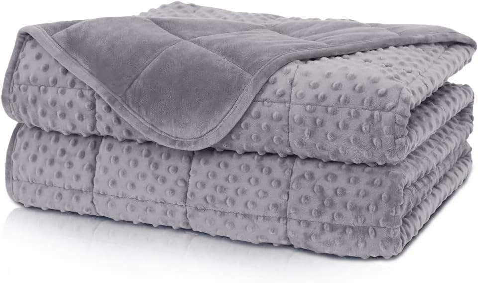 Weighted Blanket Twin 12lbs for Adult(48"×72",Gray) Breathable Soft Minky Weighted Throw Blanket for All Season,Heavy Blanket with Premium Glass Beads