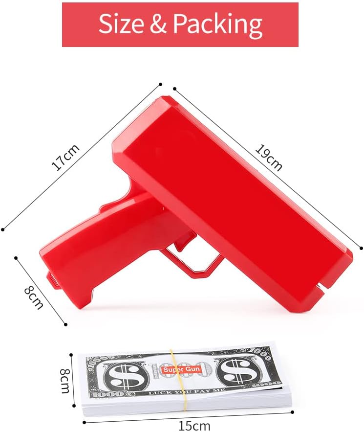 Rain Money Gun Paper Spary Machine Toy Gun Money Gun with 100 Pcs Play Money Cash Gun Party Supplies NORSONS