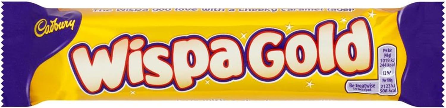 Cadbury Wispa Gold Chocolate Bar, Textured Milk Chocolate with Soft Caramel Centre, 48g (PACK OF 48) Cadbury