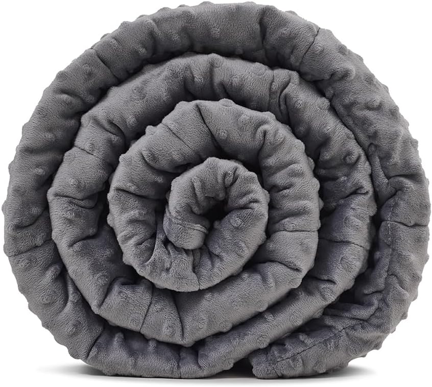 TONGDADA Minky Weighted Blanket | 60''x80'',10lbs | Cozy and Soft Minky Weighted Throw Blanket | Luxury Velvet with Premium Glass Beads | White Minky