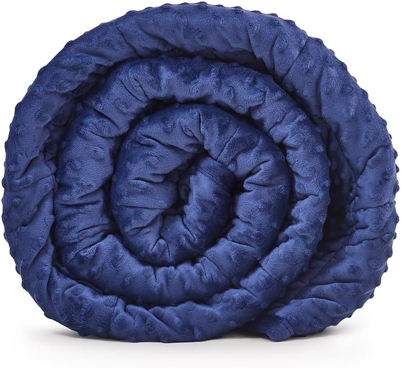 TONGDADA Minky Weighted Blanket | 60''x80'',10lbs | Cozy and Soft Minky Weighted Throw Blanket | Luxury Velvet with Premium Glass Beads | White Minky