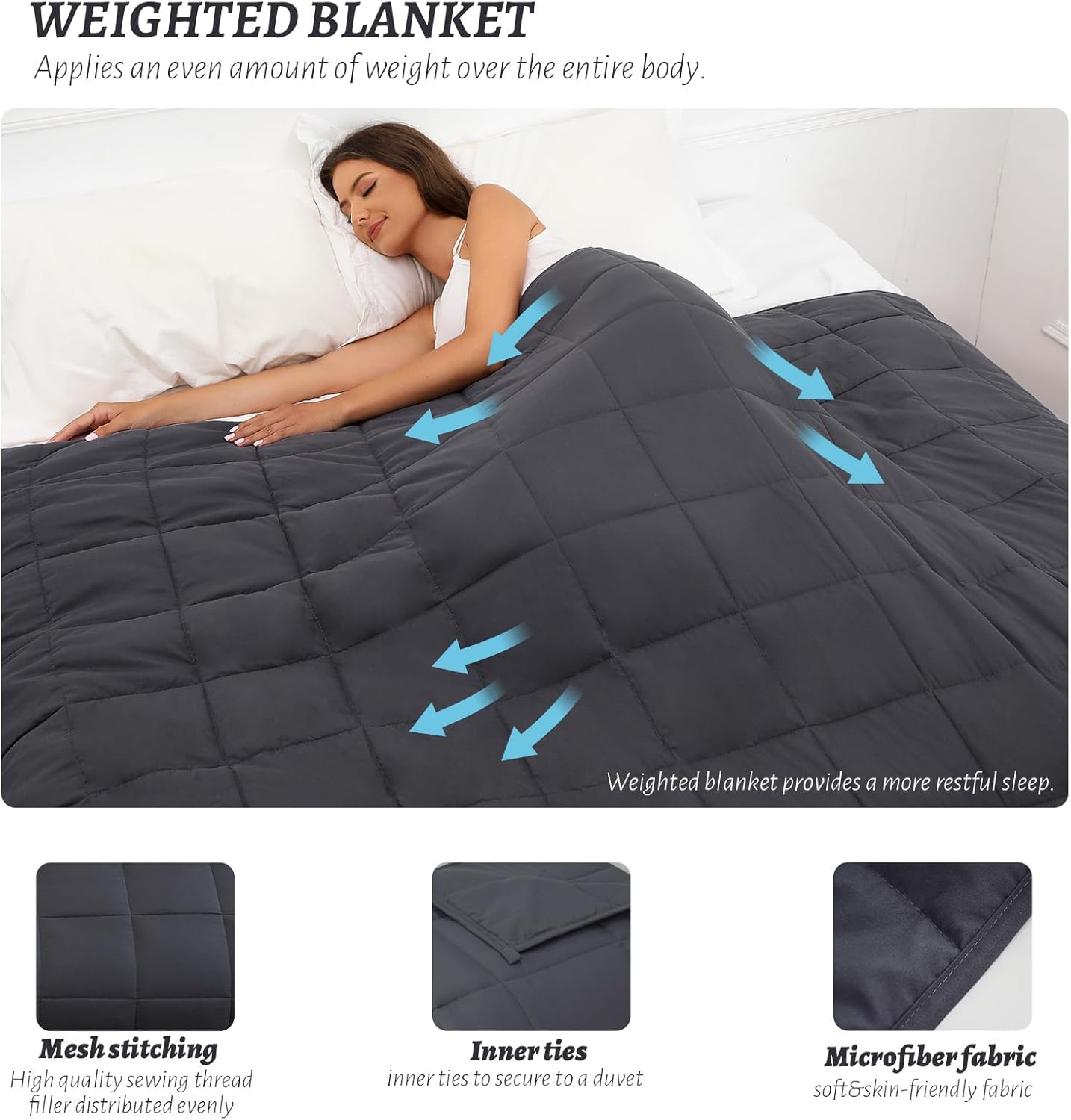 Weighted Blanket 20lbs King Size Dark Grey 88"x104" Weighted Blankets for Adults Heavy Blanket are Comfortable and Cozy