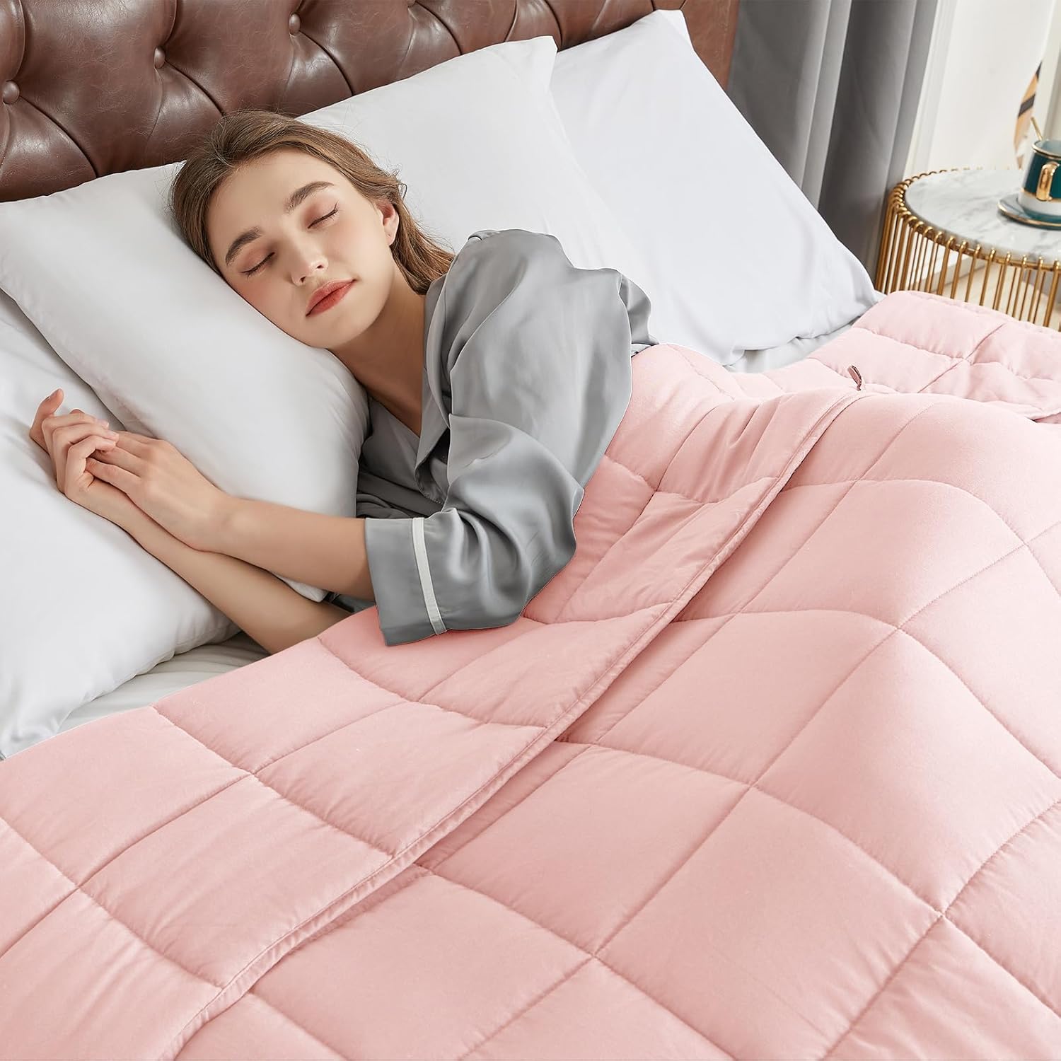 CYMULA Weighted Blanket for Adults (20lbs 60"x80" Queen Size) - Cooling Breathable Heavy Blankets for Summer Winter - Ultra Microfiber Soft Comfort Throw with Glass Beads - Gifts for Men/Women