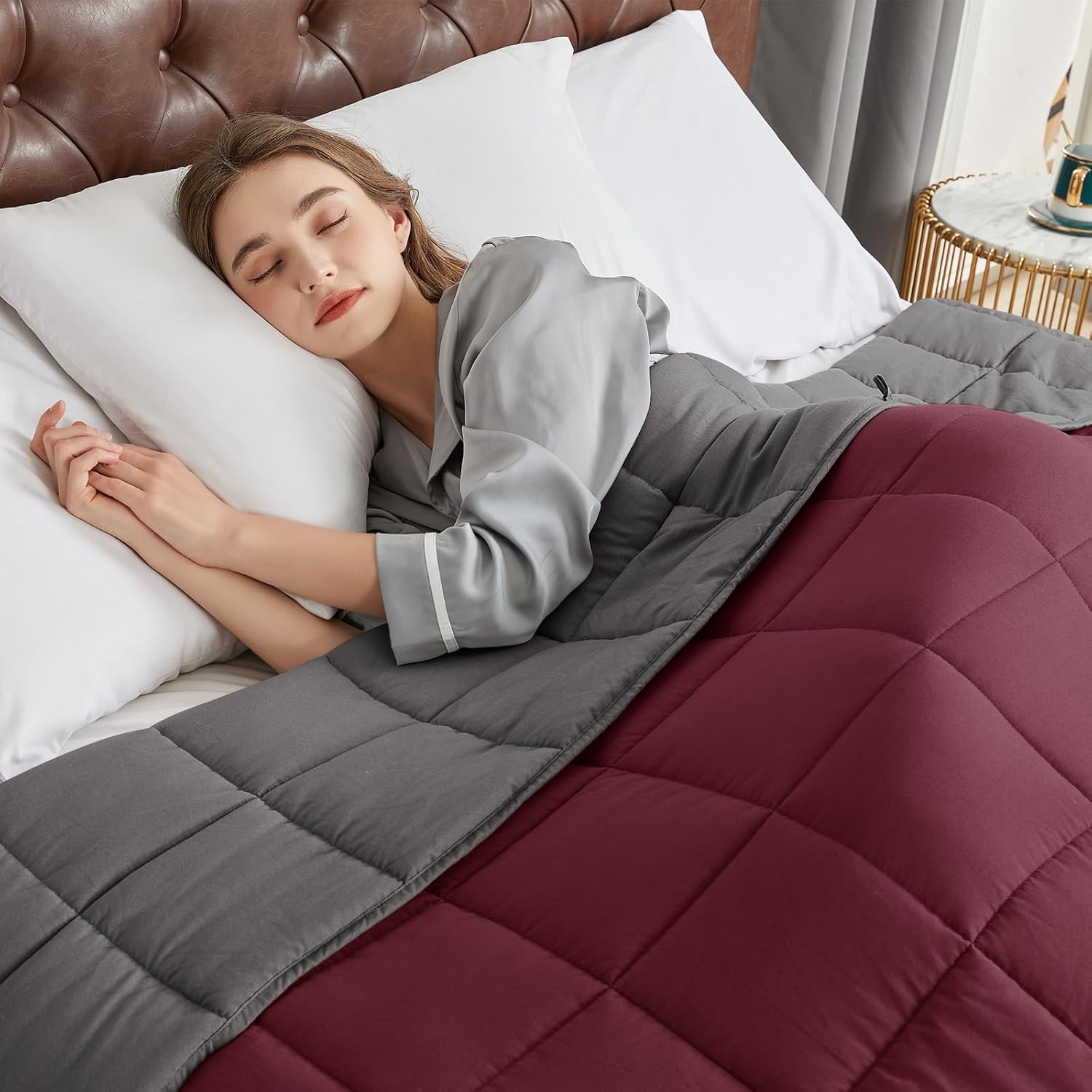 CYMULA Weighted Blanket for Adults (20lbs 60"x80" Queen Size) - Cooling Breathable Heavy Blankets for Summer Winter - Ultra Microfiber Soft Comfort Throw with Glass Beads - Gifts for Men/Women