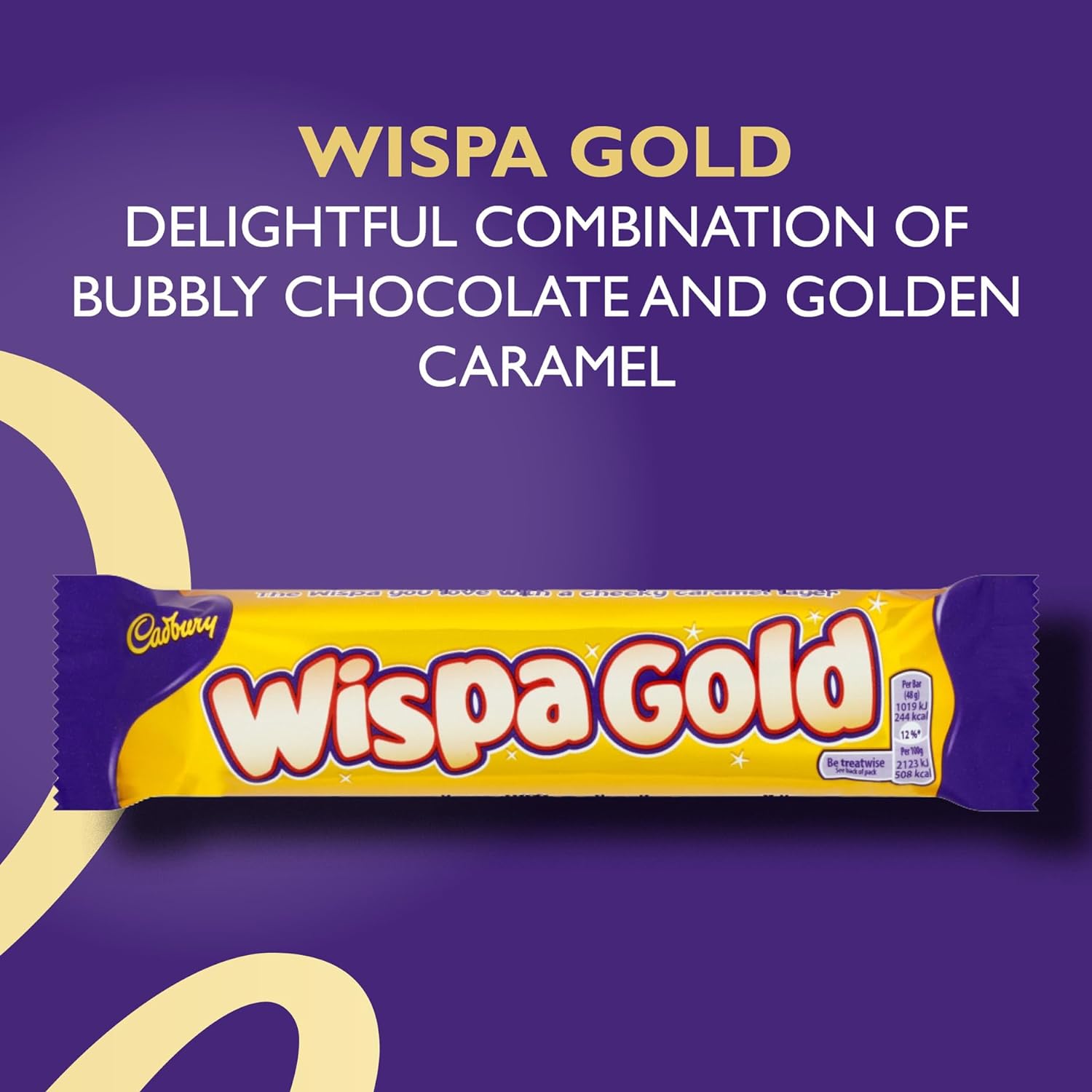 Cadbury Wispa Gold Chocolate Bar, Textured Milk Chocolate with Soft Caramel Centre, 48g (PACK OF 48) Cadbury