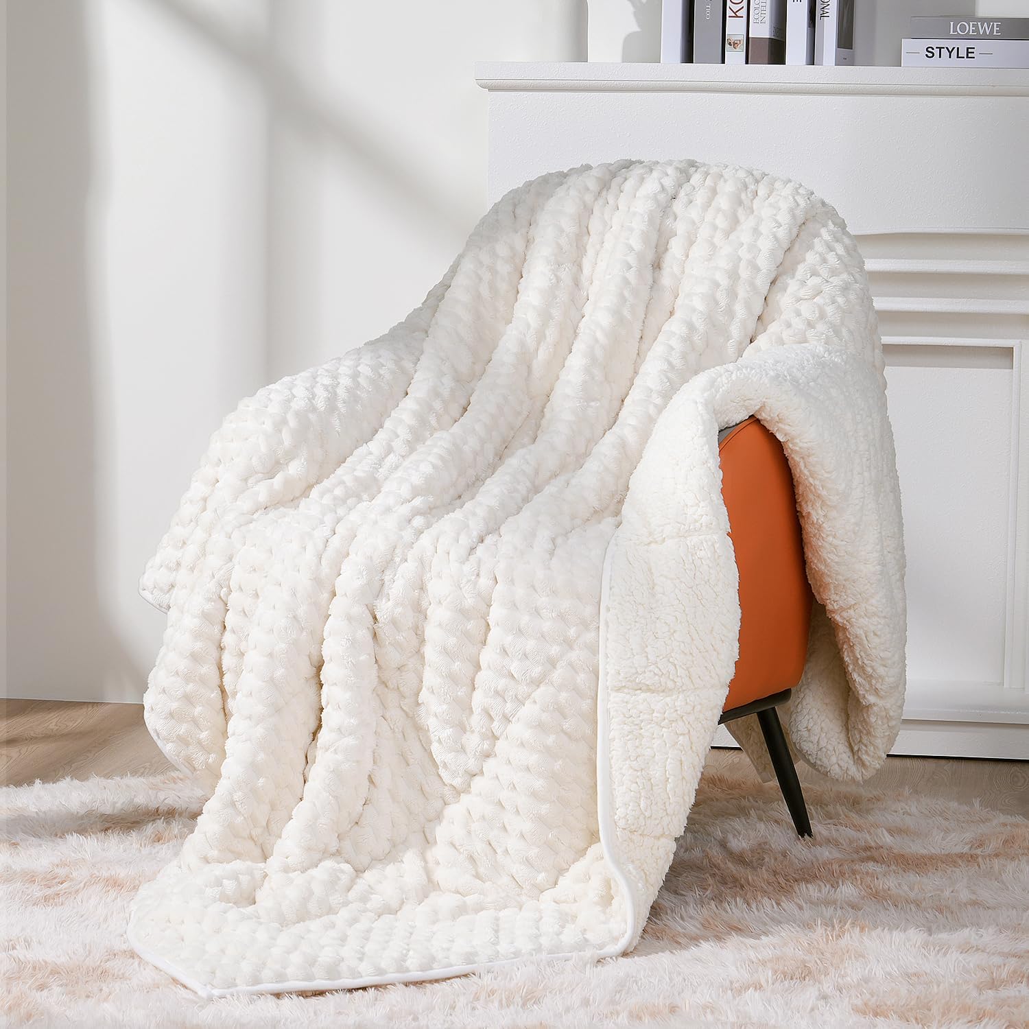 Topblan Weighted Blanket Queen Size 15lbs, Adult Weighted Blankets with Cozy Warm Sherpa for Sleeping and Calming, Jacquard Heavy Blanket for Couch Bed, Grey, 60 x 80 inches