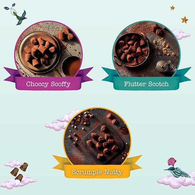 Monty Bojangles Cocoa Dusted Truffles Gift Tower (3 x 100g Pack) - 3 Luxury Chocolate Truffle Boxes - Choccy Scoffy, Scrumple Nutty & Flutter Scotch - The Perfect Chocolate Gift Box Selection Monty Bojangles