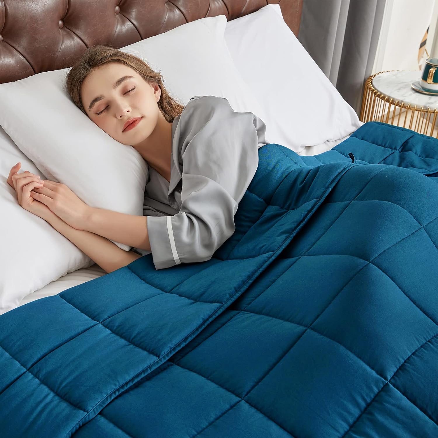 CYMULA Weighted Blanket for Adults (20lbs 60"x80" Queen Size) - Cooling Breathable Heavy Blankets for Summer Winter - Ultra Microfiber Soft Comfort Throw with Glass Beads - Gifts for Men/Women