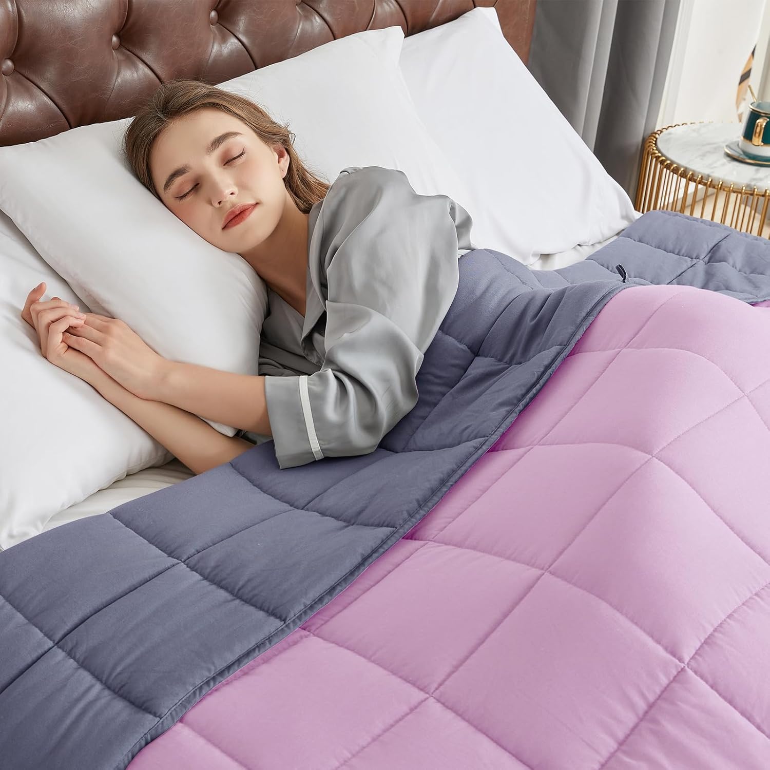 CYMULA Weighted Blanket for Adults (20lbs 60"x80" Queen Size) - Cooling Breathable Heavy Blankets for Summer Winter - Ultra Microfiber Soft Comfort Throw with Glass Beads - Gifts for Men/Women